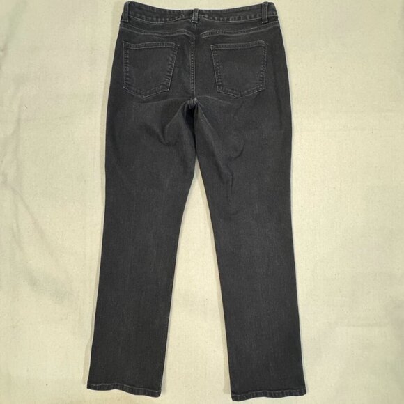 Talbots Curvy Distressed Black Denim Straight-Leg Stretch Jeans 10 (33x30) - Picture 12 of 15